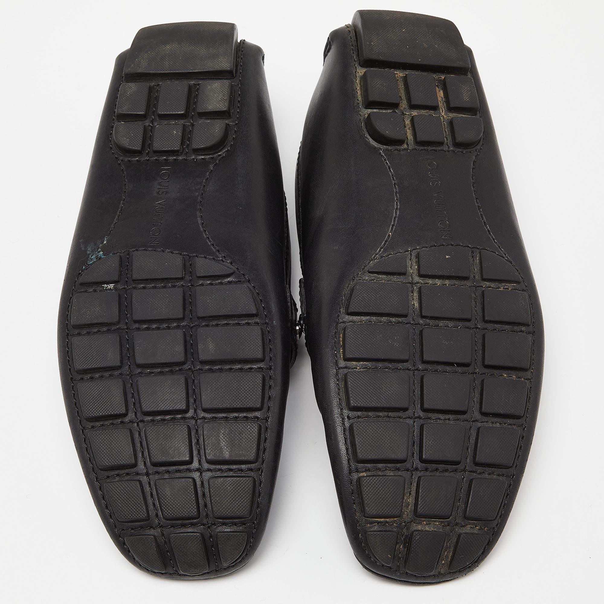 Louis Vuitton Black Leather Monte Carlo Loafers Size 40 For Sale 2
