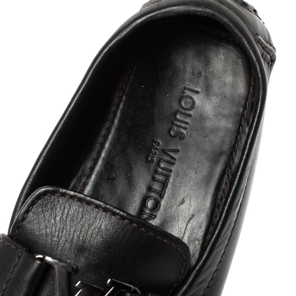 Louis Vuitton Black Leather Monte Carlo Loafers Size 40.5 In Good Condition In Dubai, Al Qouz 2