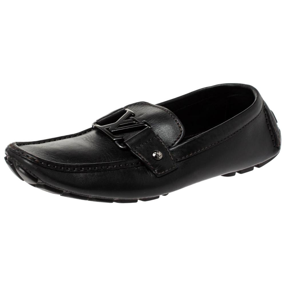 Louis Vuitton Black Leather Monte Carlo Loafers Size 40.5