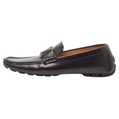 Used Louis Vuitton Black Leather Monte Carlo Loafers Size 40.5