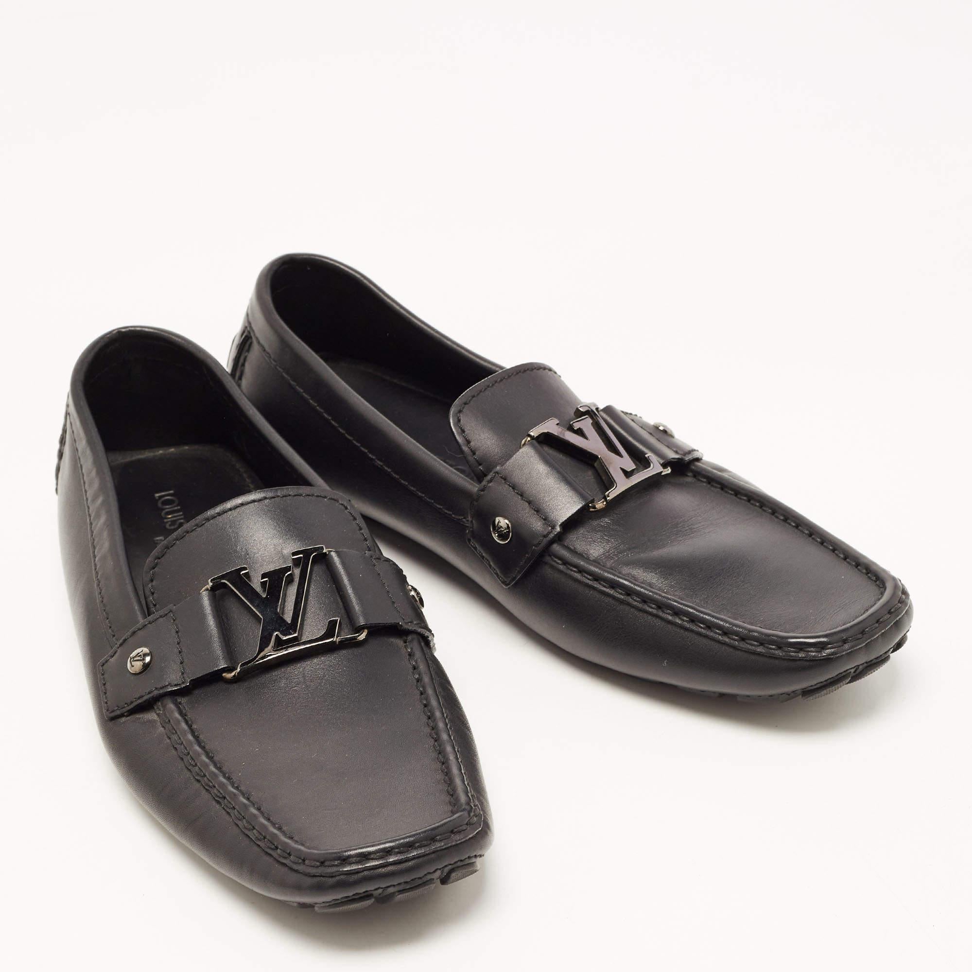 Louis Vuitton Black Leather Monte Carlo Loafers Size 42 In New Condition In Dubai, Al Qouz 2