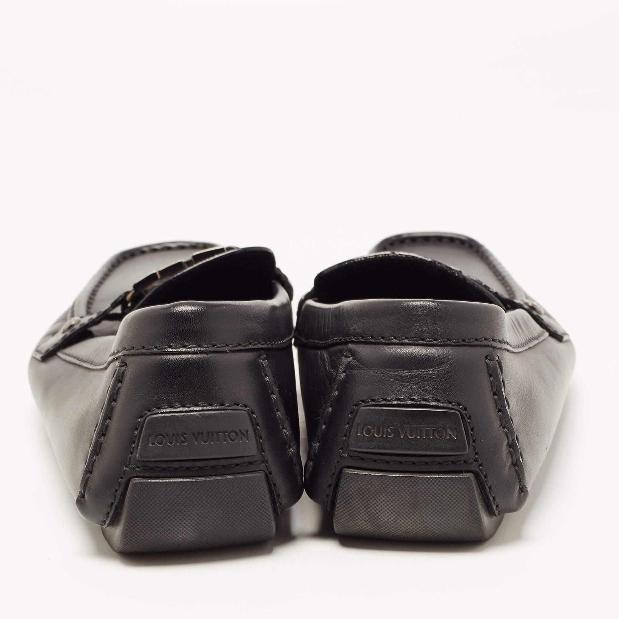 Men's Louis Vuitton Black Leather Monte Carlo Loafers Size 42