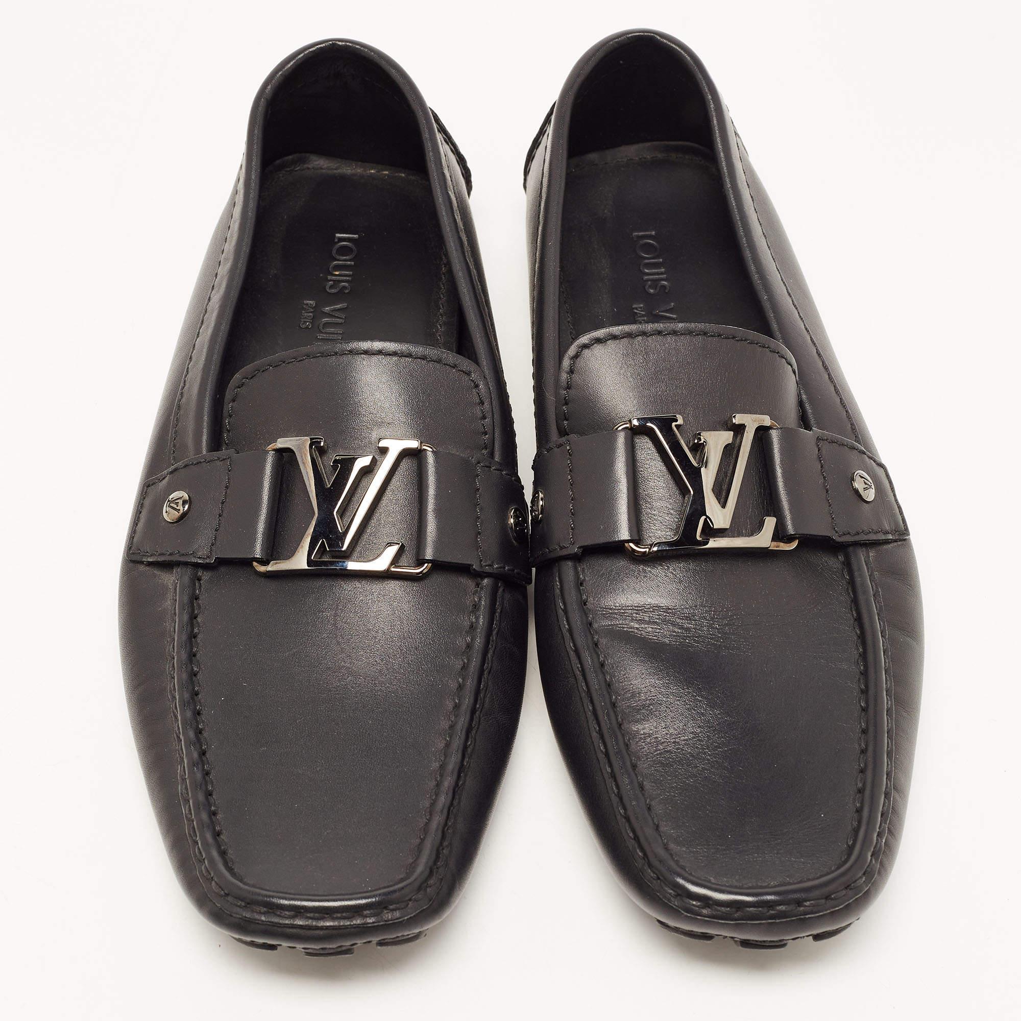 Louis Vuitton Black Leather Monte Carlo Loafers Size 42 3
