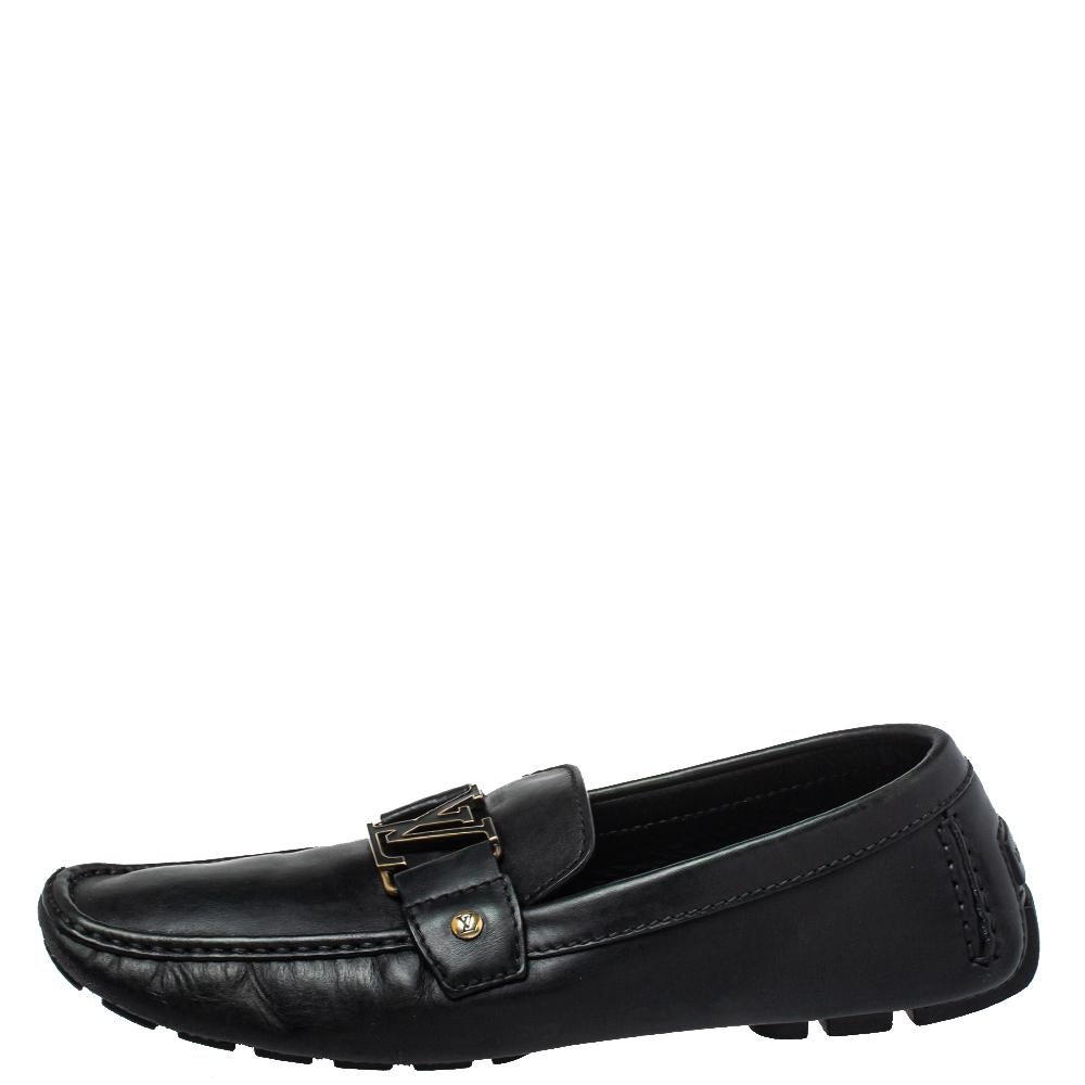 Louis Vuitton Black Leather Monte Carlo Loafers Size 42.5 1