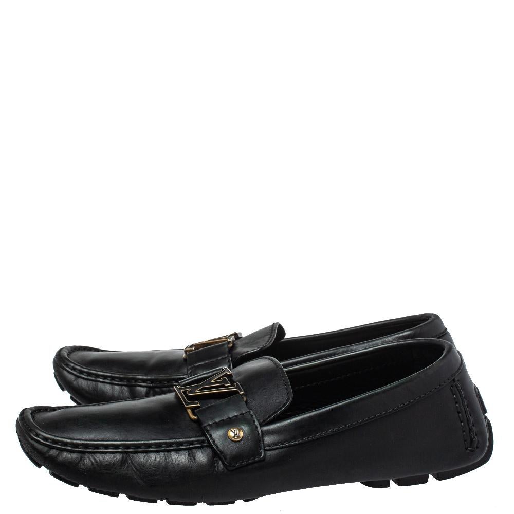 Louis Vuitton Black Leather Monte Carlo Loafers Size 42.5 3