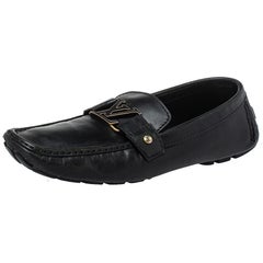 Louis Vuitton Black Leather Monte Carlo Loafers Size 42.5
