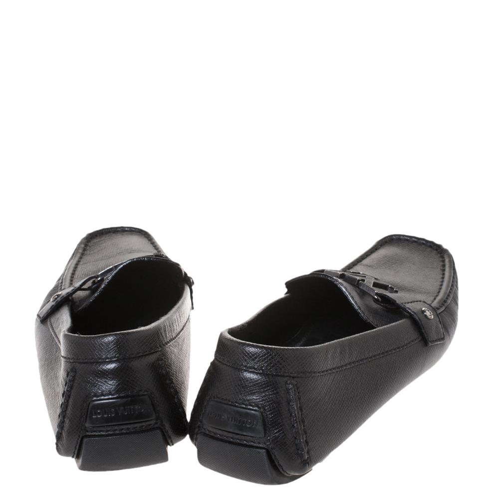Louis Vuitton Black Leather Monte Carlo Loafers Size 43 In Good Condition In Dubai, Al Qouz 2