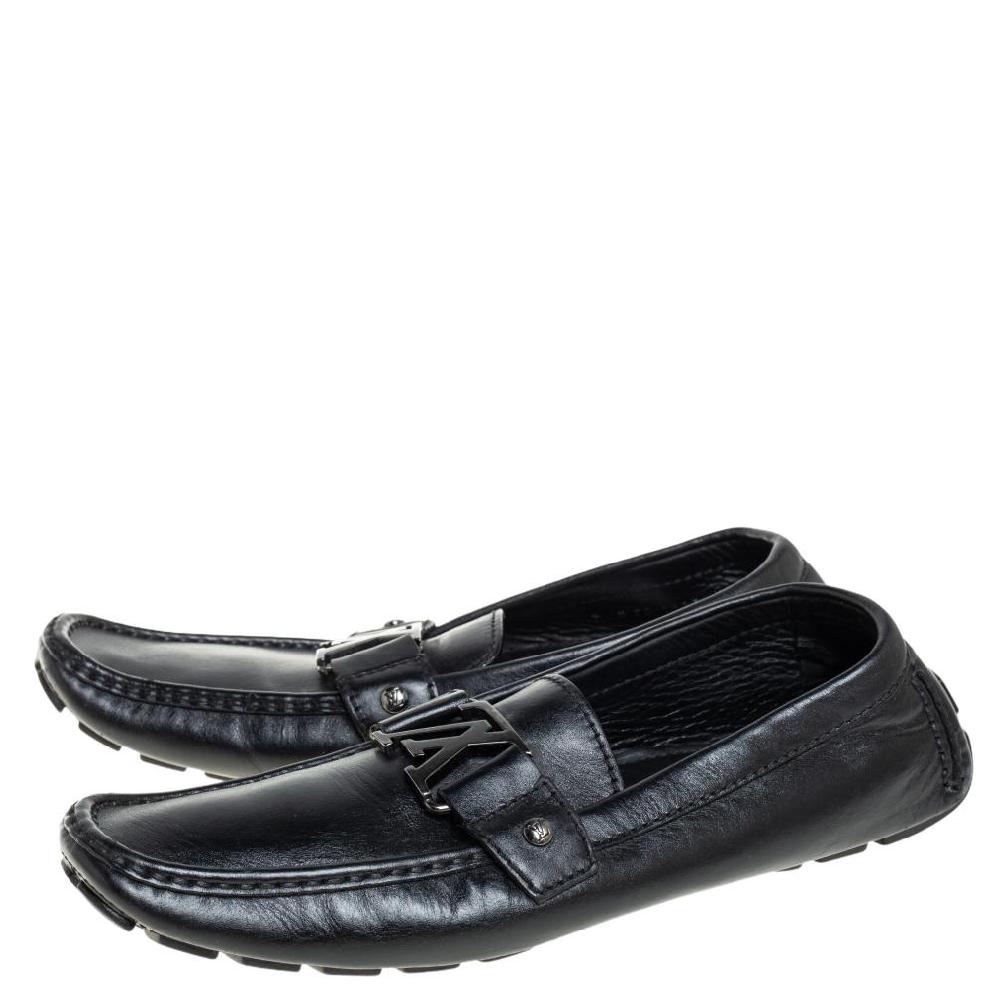 Men's Louis Vuitton Black Leather Monte Carlo Loafers Size 43