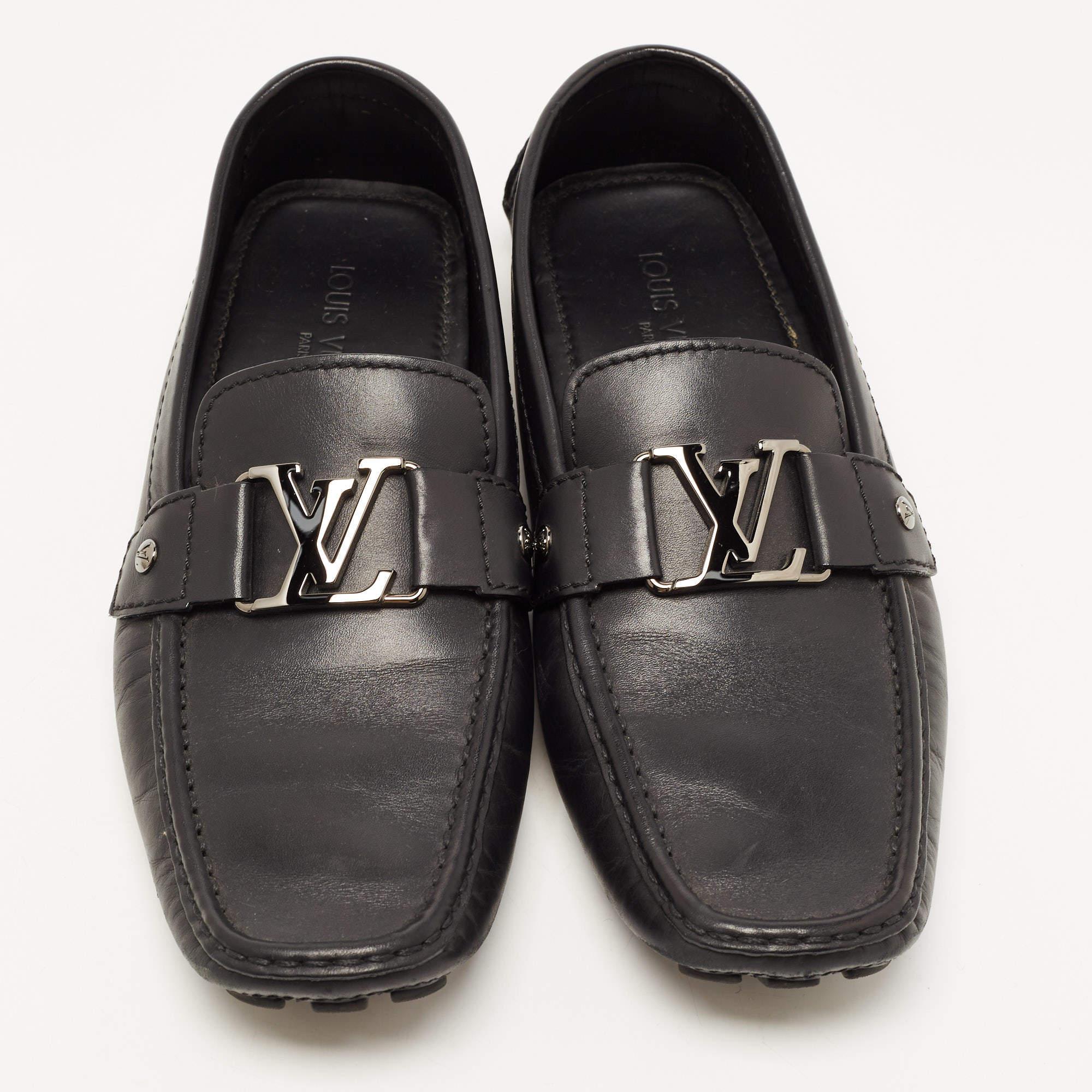 Louis Vuitton Black Leather Monte Carlo Loafers Size 43 3