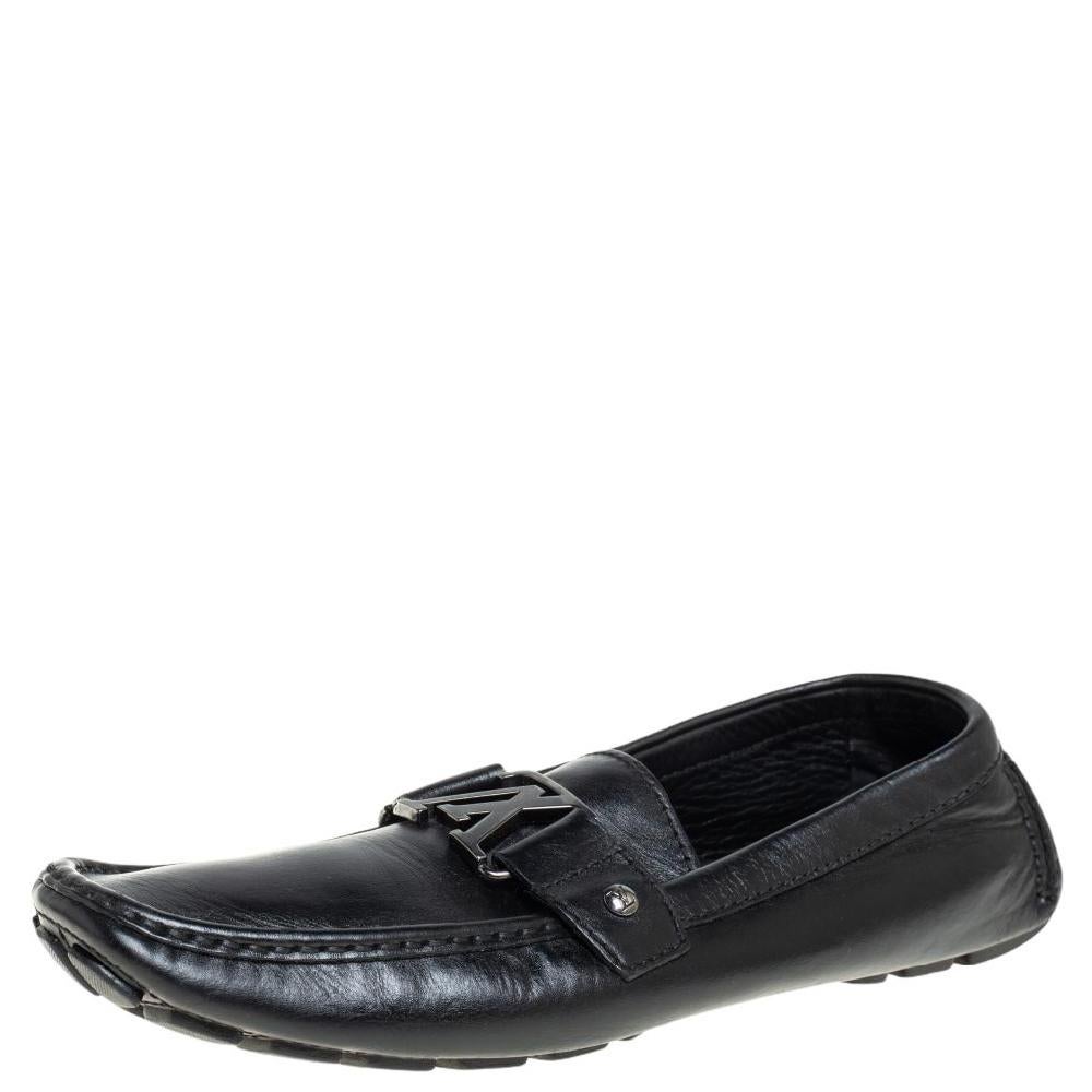 Louis Vuitton Black Leather Monte Carlo Loafers Size 43