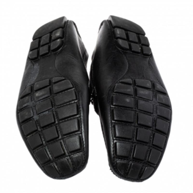 Louis Vuitton Black Leather Monte Carlo Slip on Loafer Size 44 In Fair Condition For Sale In Dubai, Al Qouz 2