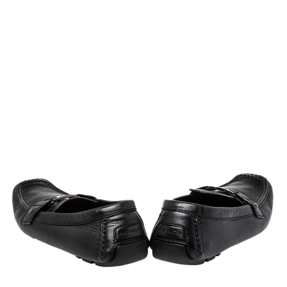 Louis Vuitton Black Leather Monte Carlo Slip on Loafer Size 44 In Fair Condition In Dubai, Al Qouz 2
