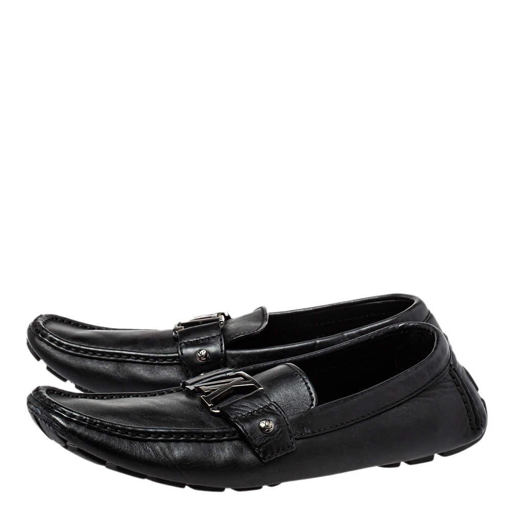 Men's Louis Vuitton Black Leather Monte Carlo Slip on Loafer Size 44