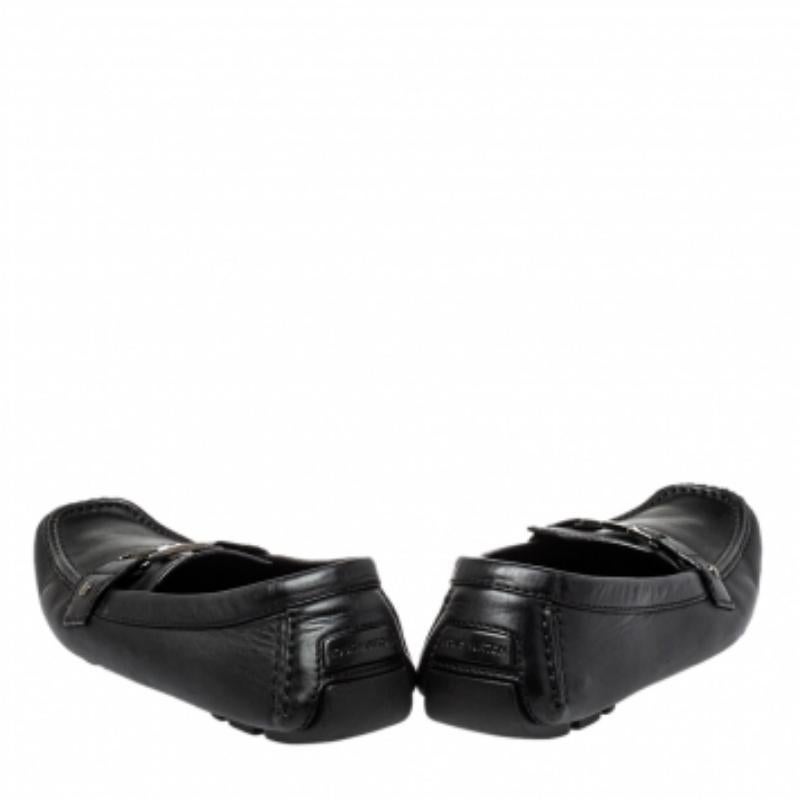 Louis Vuitton Black Leather Monte Carlo Slip on Loafer Size 44 For Sale 2