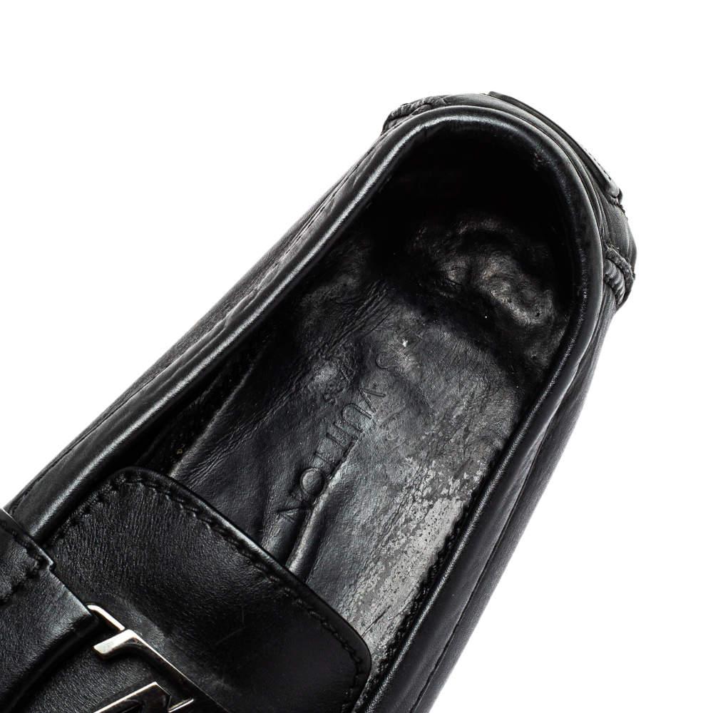 Louis Vuitton Black Leather Monte Carlo Slip on Loafer Size 44 For Sale 2