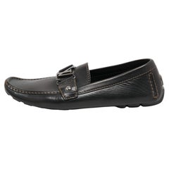 Louis Vuitton Black Leather Monte Carlo Slip on Loafers Size 41.5