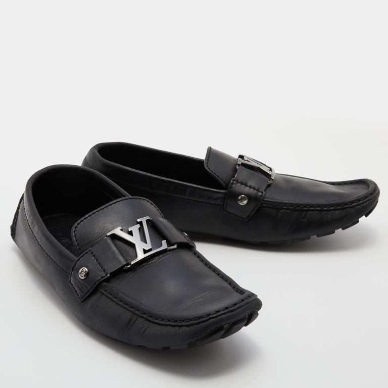 Louis Vuitton Black Leather Monte Carlo Slip On Loafers Size 42.5 For Sale  at 1stDibs | mocassino montecarlo louis vuitton