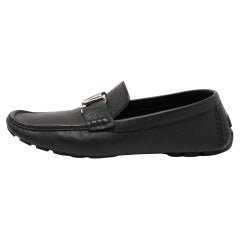 Louis Vuitton Black Leather Monte Carlo Slip On Loafers Size 42.5