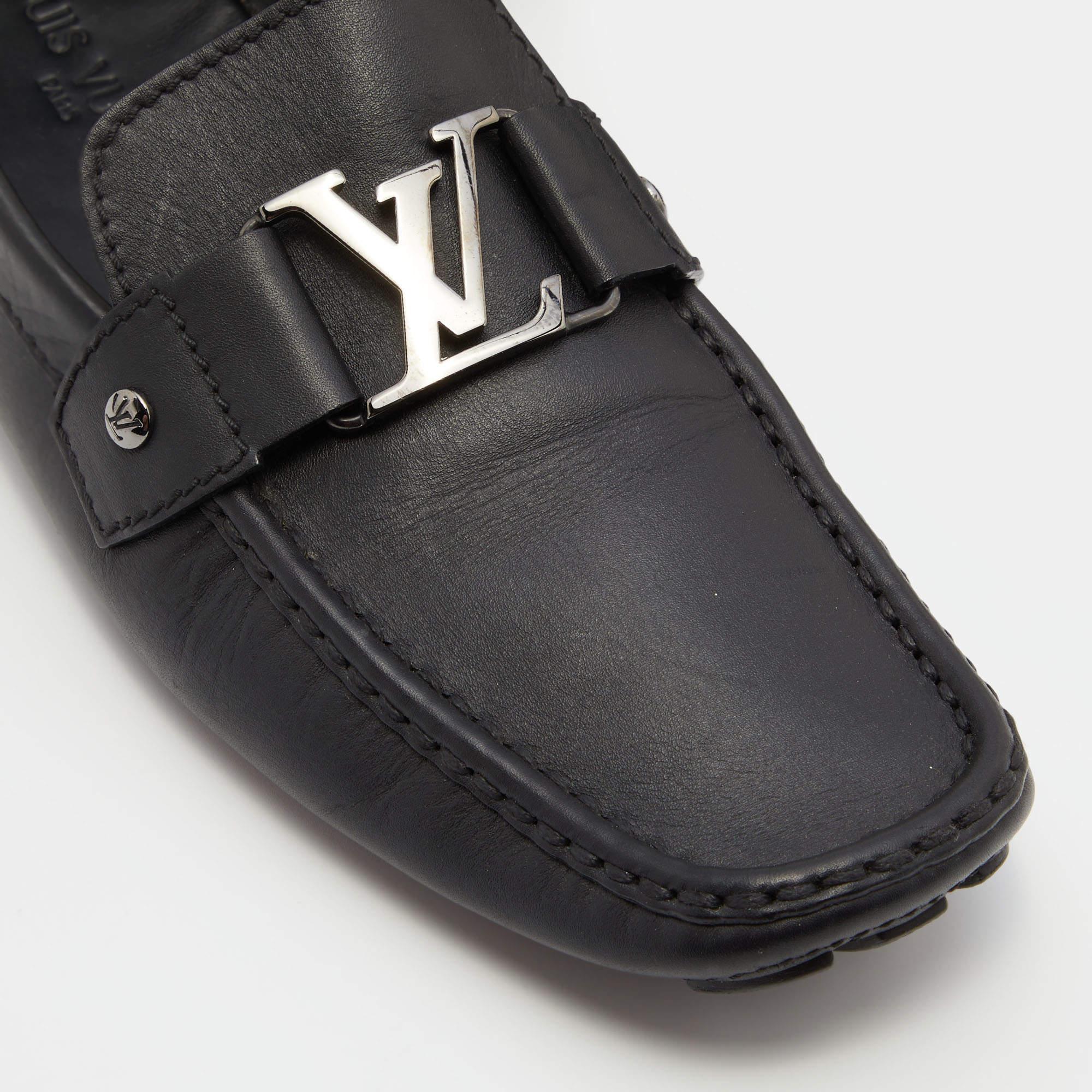 Louis Vuitton Black Leather Monte Carlo Slip On Loafers Size 43 3