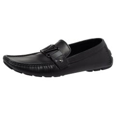 Louis Vuitton Black Leather Monte Carlo Slip On Loafers Size 43