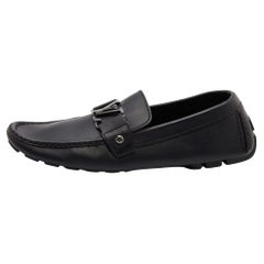 Louis Vuitton Black Leather Monte Carlo Slip On Loafers Size 43