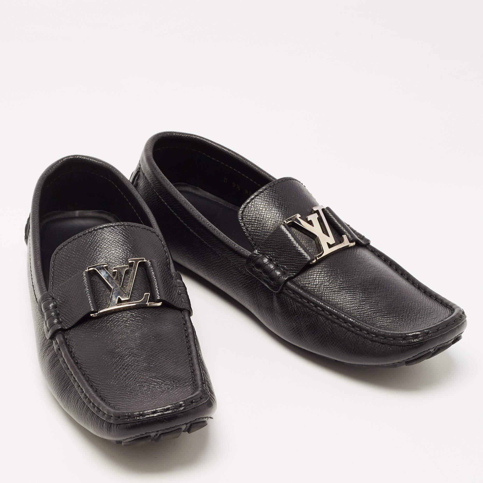 Louis Vuitton Black Leather Monte Carlo Slip On Loafers Size 43.5 In Good Condition In Dubai, Al Qouz 2