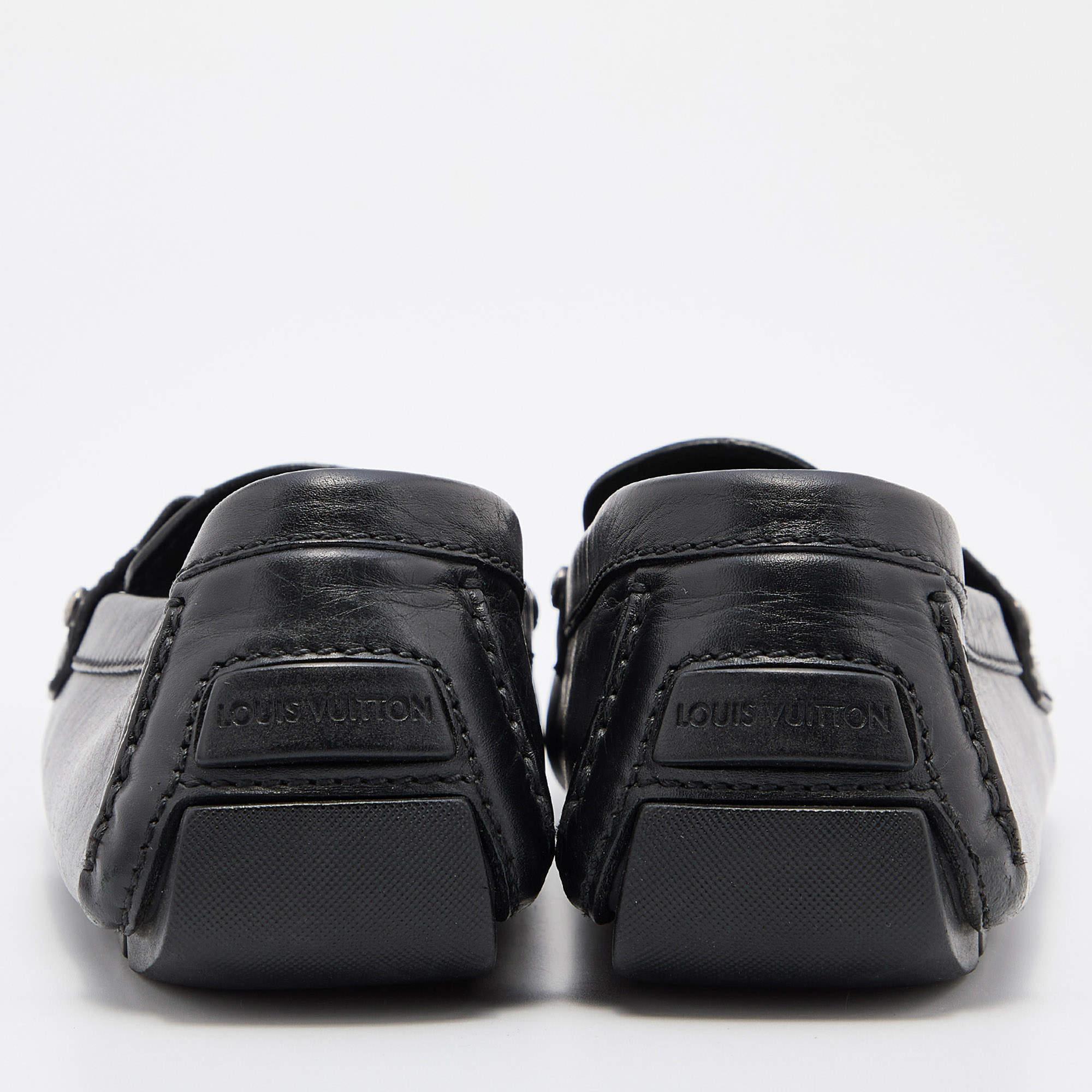 Louis Vuitton Black Leather Monte Carlo Slip On Loafers Size 43.5 In Good Condition In Dubai, Al Qouz 2