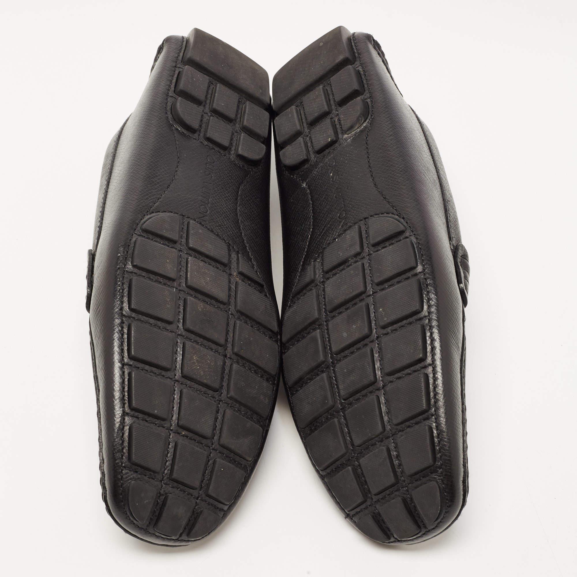 Men's Louis Vuitton Black Leather Monte Carlo Slip On Loafers Size 43.5