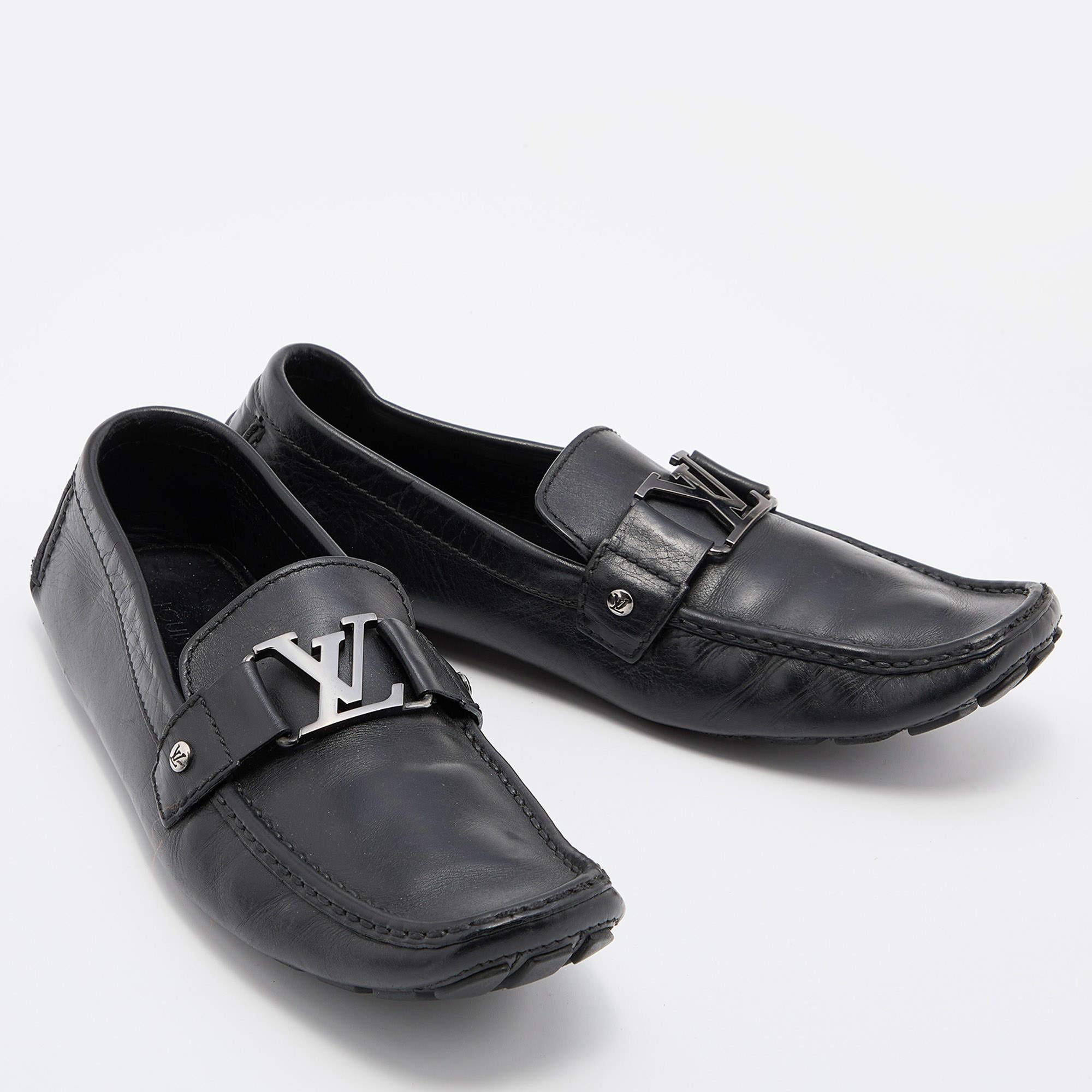 Louis Vuitton Black Leather Monte Carlo Slip On Loafers Size 43.5 1