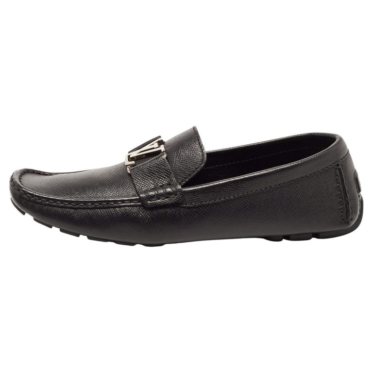 Louis Vuitton Black Leather Monte Carlo Slip On Loafers Size 43.5 at 1stDibs
