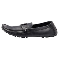 Louis Vuitton Black Leather Monte Carlo Slip On Loafers Size 43.5