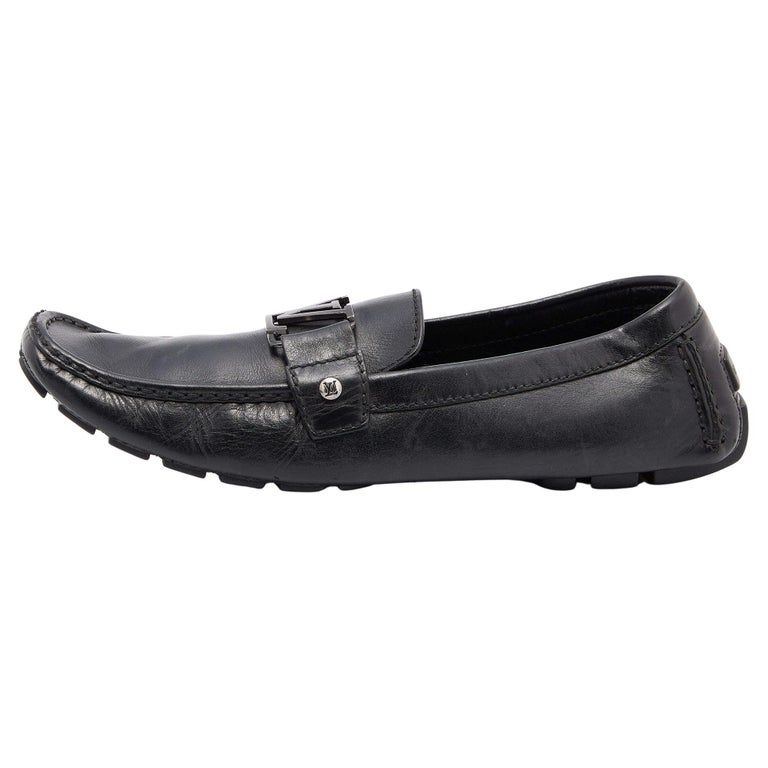 Louis Vuitton Black Leather Major Slip On Loafers 43 For Sale at 1stDibs