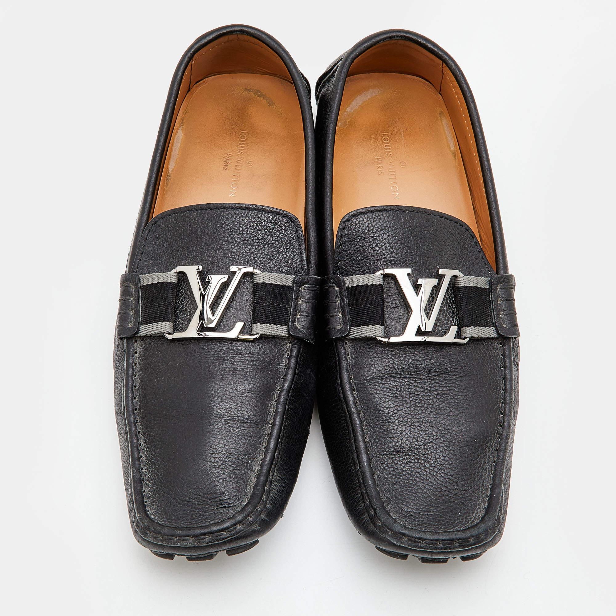 Louis Vuitton Black Leather Monte Carlo Slip On Loafers Size 44 2