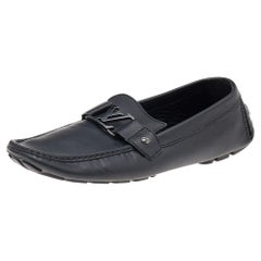 Louis Vuitton Black Leather Monte Carlo Slip on Loafers Size 45