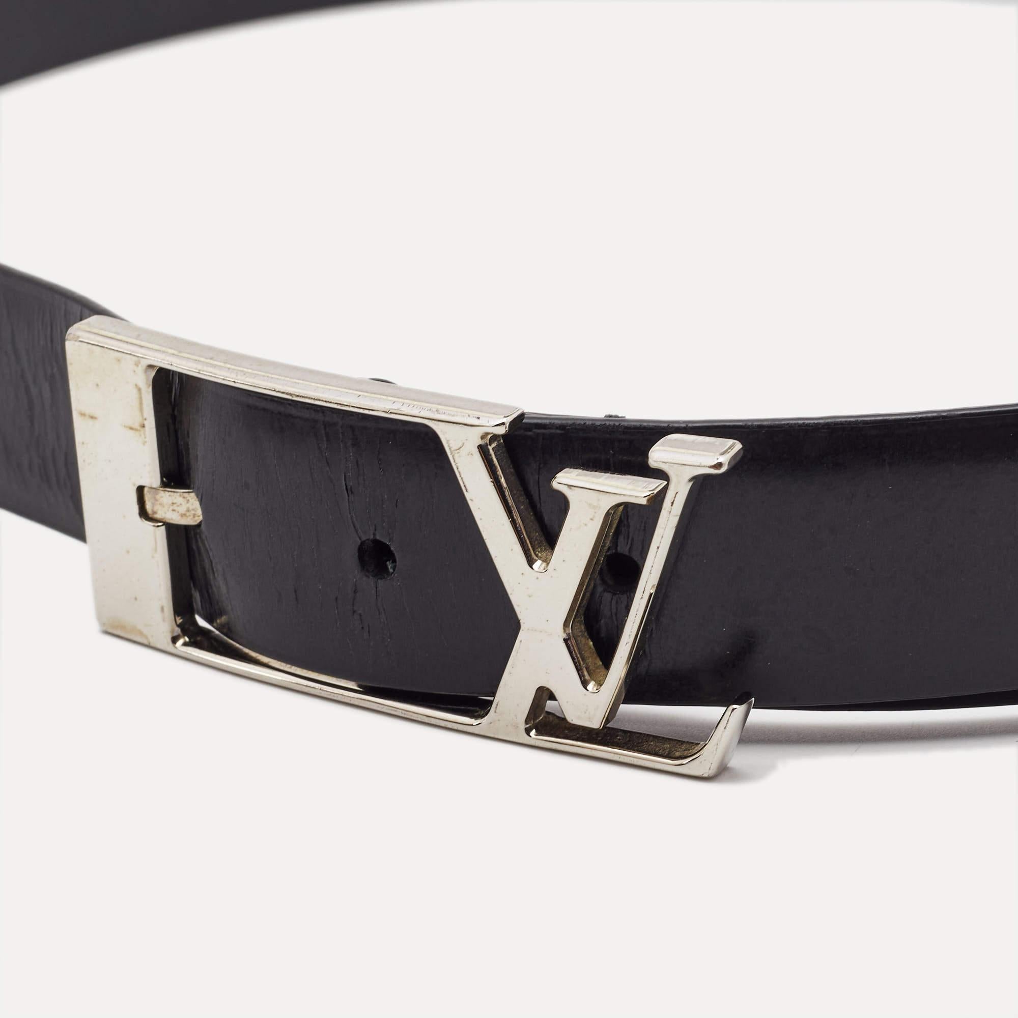 Louis Vuitton Black Leather Neogram Belt 90CM In Fair Condition In Dubai, Al Qouz 2