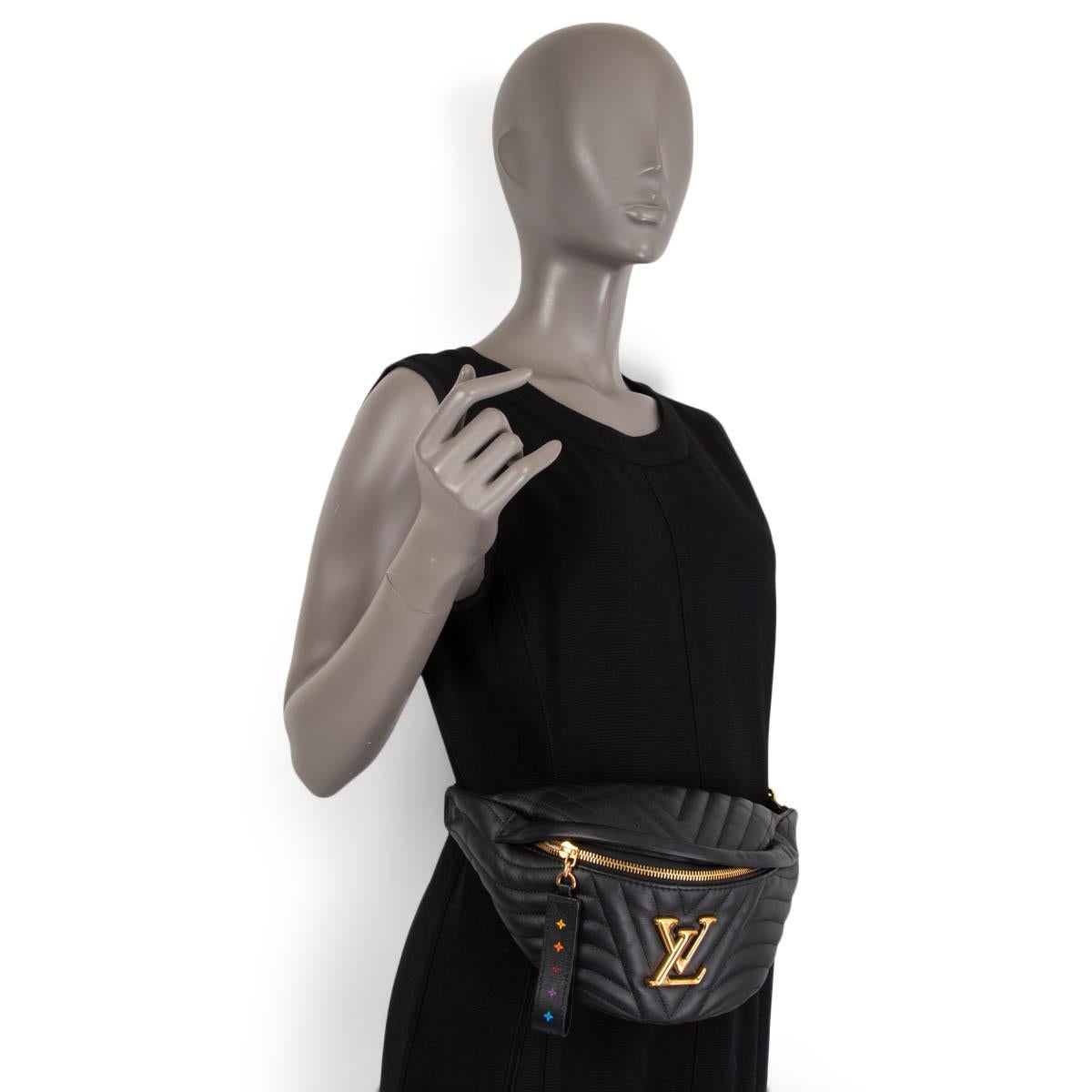 Women's LOUIS VUITTON black leather NEW WAVE BUMBAG Belt Bag