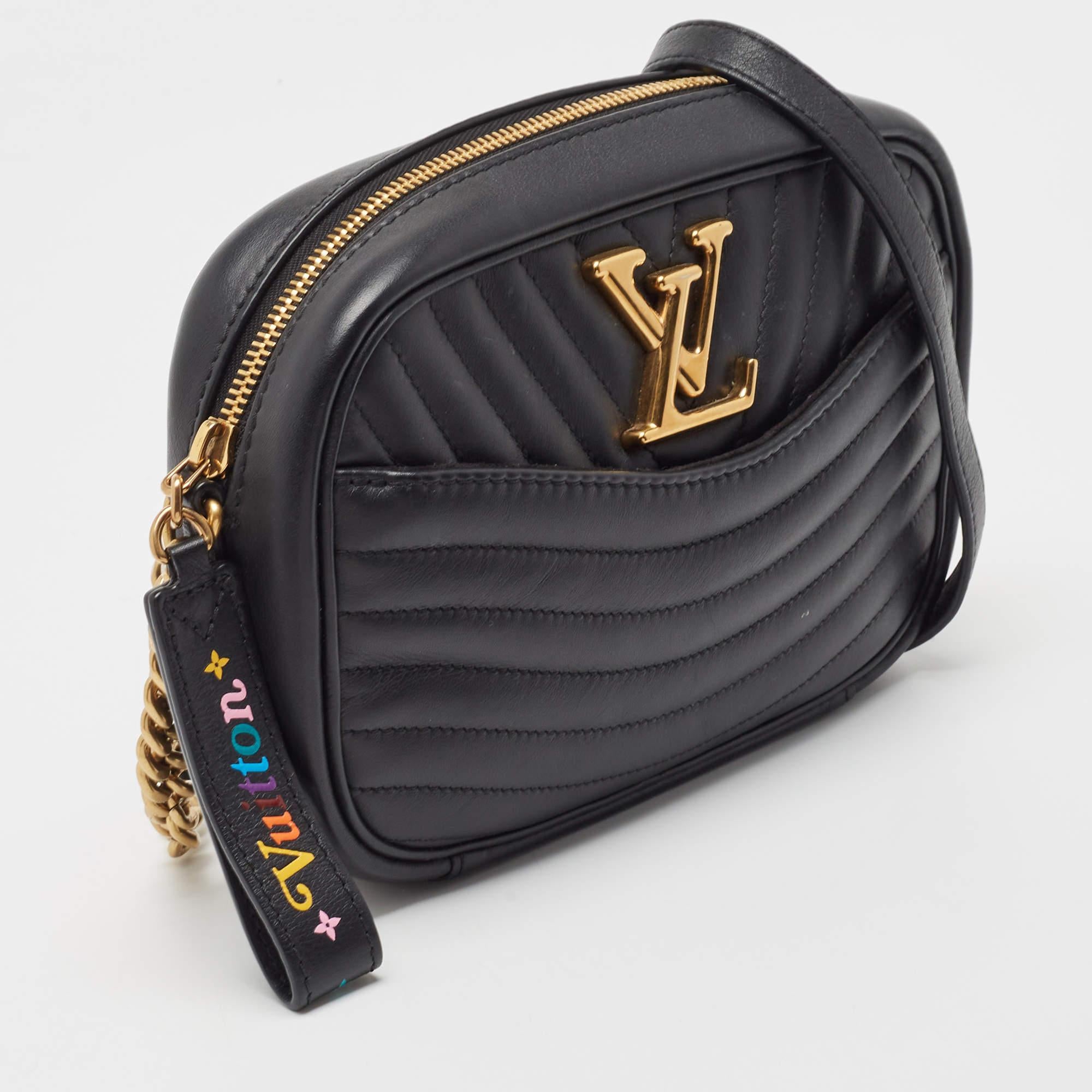 Louis Vuitton Black Leather New Wave Camera Bag In Good Condition In Dubai, Al Qouz 2