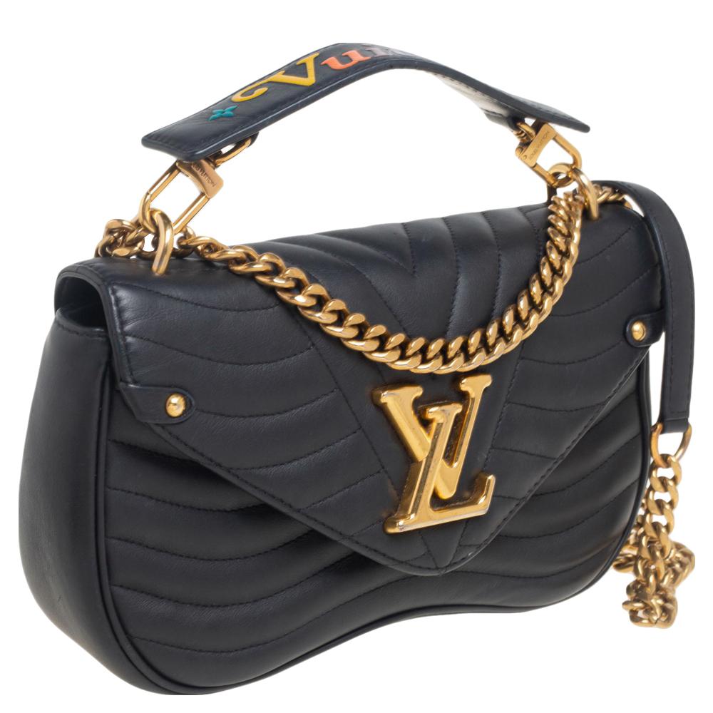 Louis Vuitton Black Leather New Wave Chain PM Bag In Good Condition In Dubai, Al Qouz 2