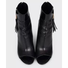 Louis Vuitton Open Toe Ankle Boots en cuir noir Sz 39.5