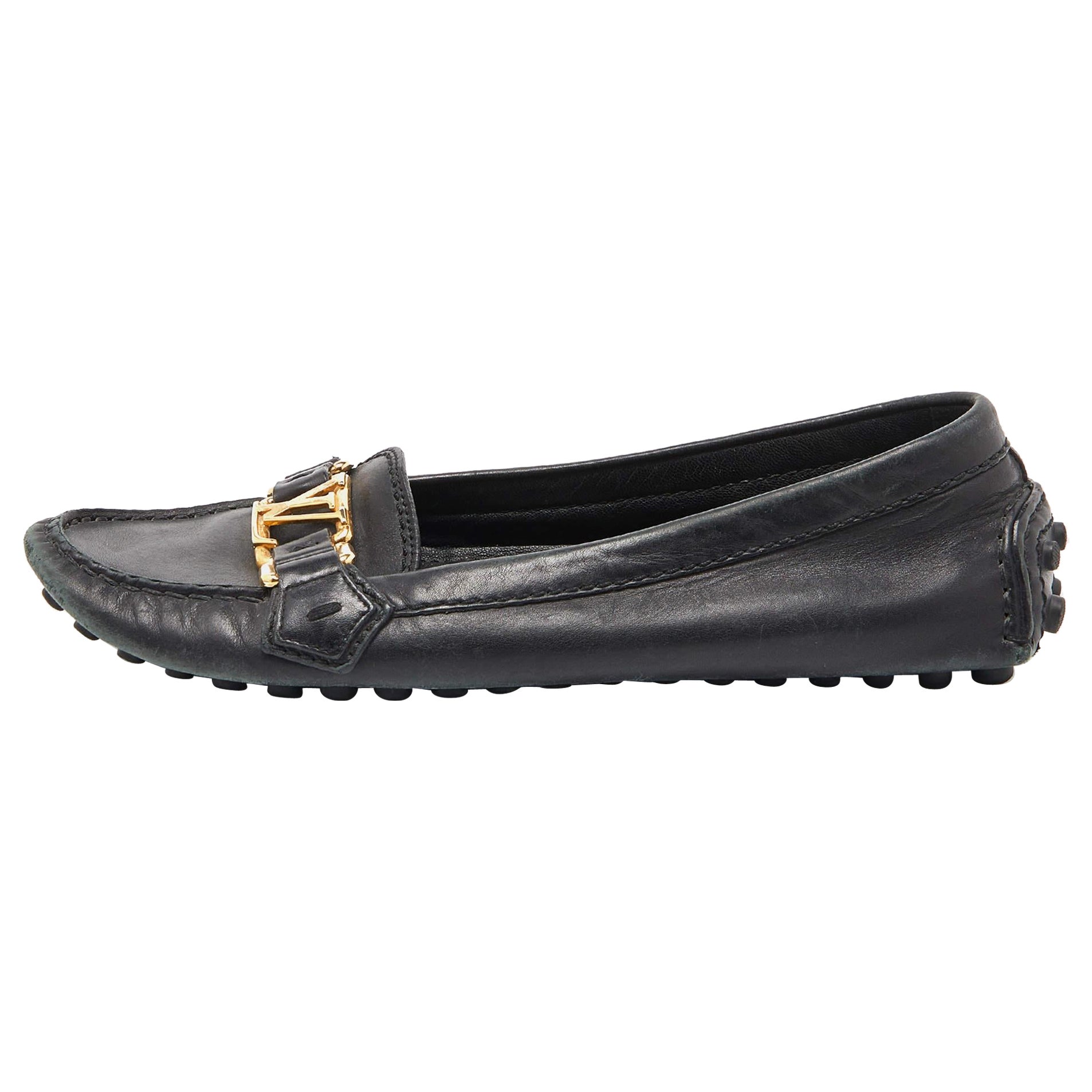 Louis Vuitton Black Leather Oxford Loafers Size 36