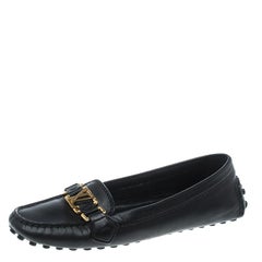 Louis Vuitton Black Leather Oxford Loafers Size 37