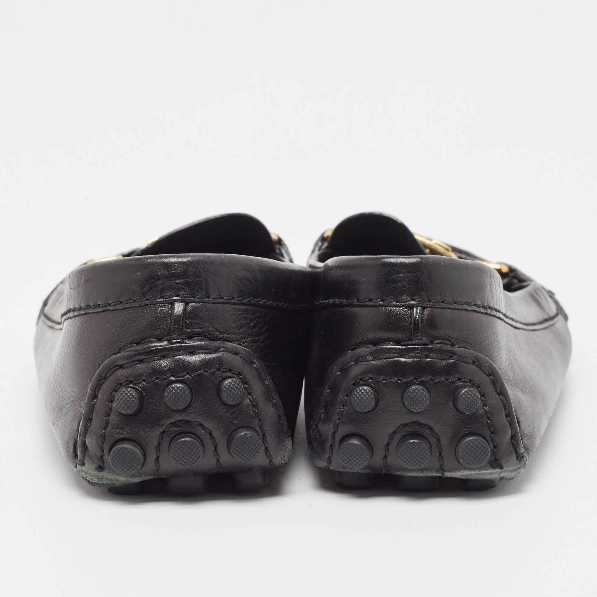 Louis Vuitton Black Leather Oxford Loafers Size 37.5 For Sale 1