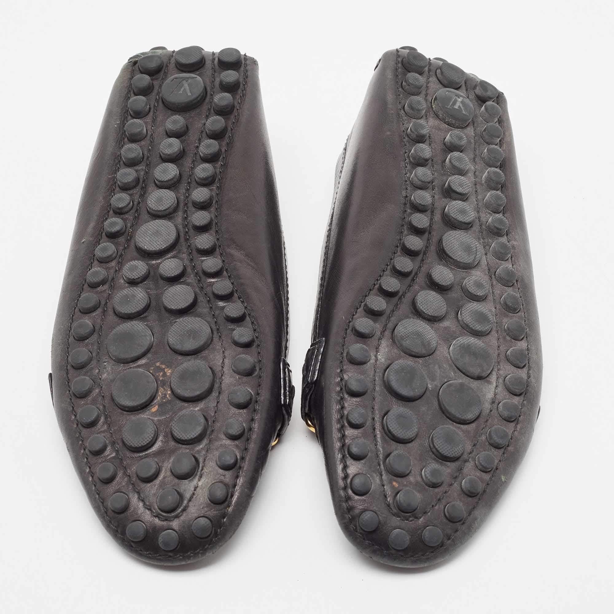 Louis Vuitton Black Leather Oxford Loafers Size 37.5 For Sale 2