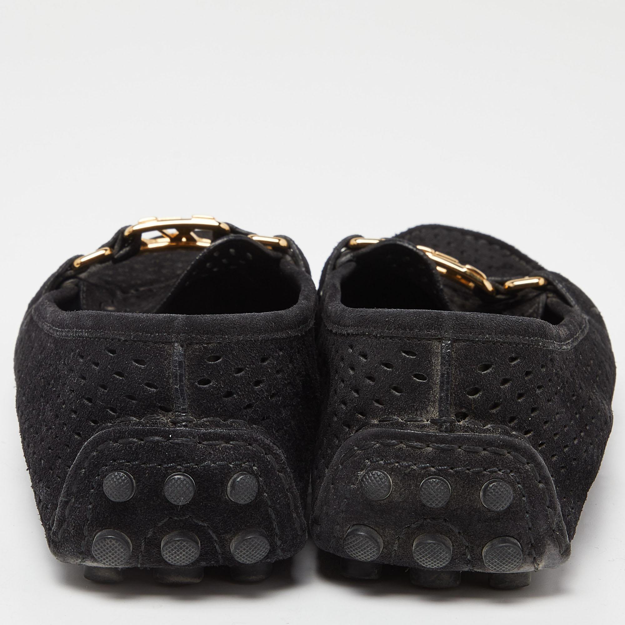 Louis Vuitton Schwarz Leder Oxford Loafers Größe 37.5 im Angebot 3