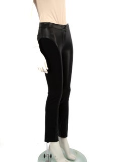 Louis Vuitton Black Leather Panel Skinny Trousers Size S