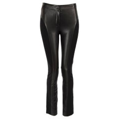 Louis Vuitton Black Leather Panel Skinny Trousers Size S