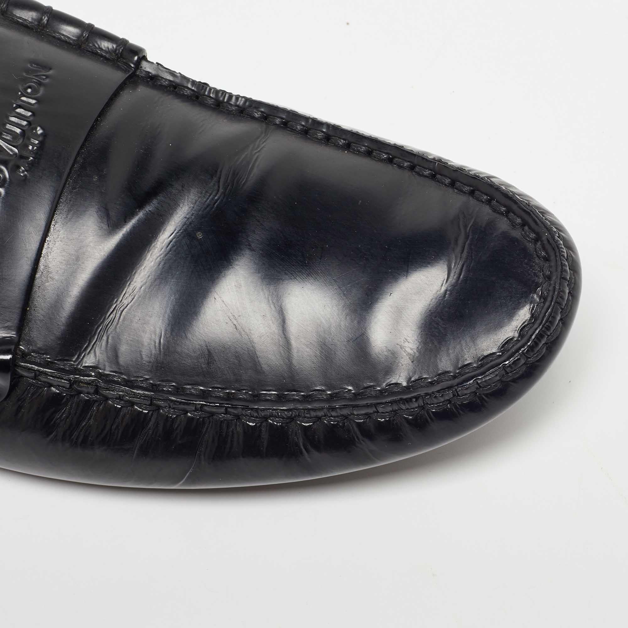 Louis Vuitton Black Leather Penny Loafers Size 45 For Sale 3