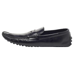 Louis Vuitton Black Leather Penny Loafers Size 45