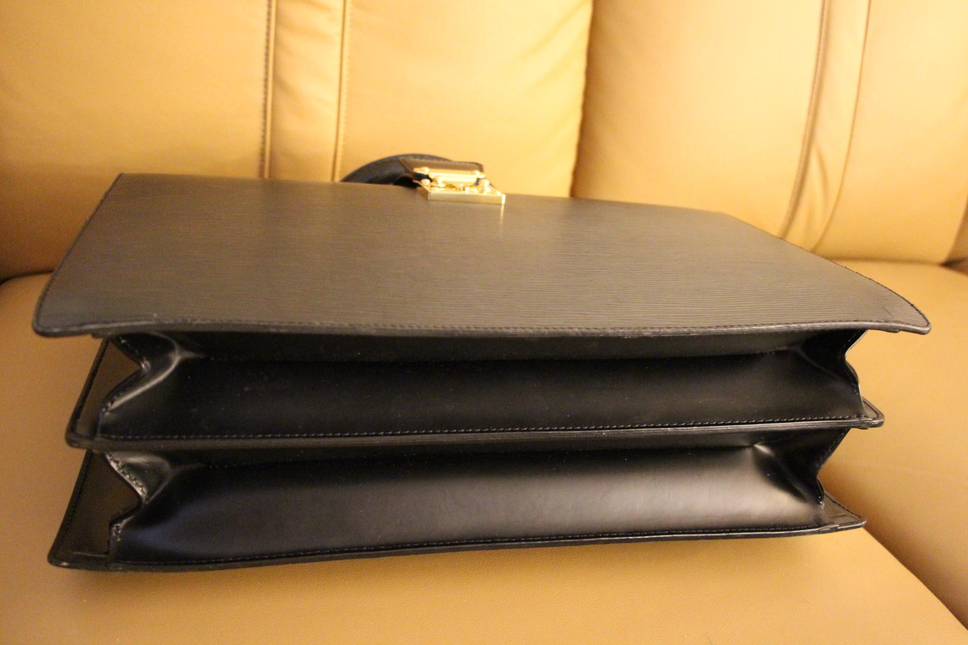 Louis Vuitton Black Leather Pilot or Doctor's Briefcase, Louis vuitton Serviette 2