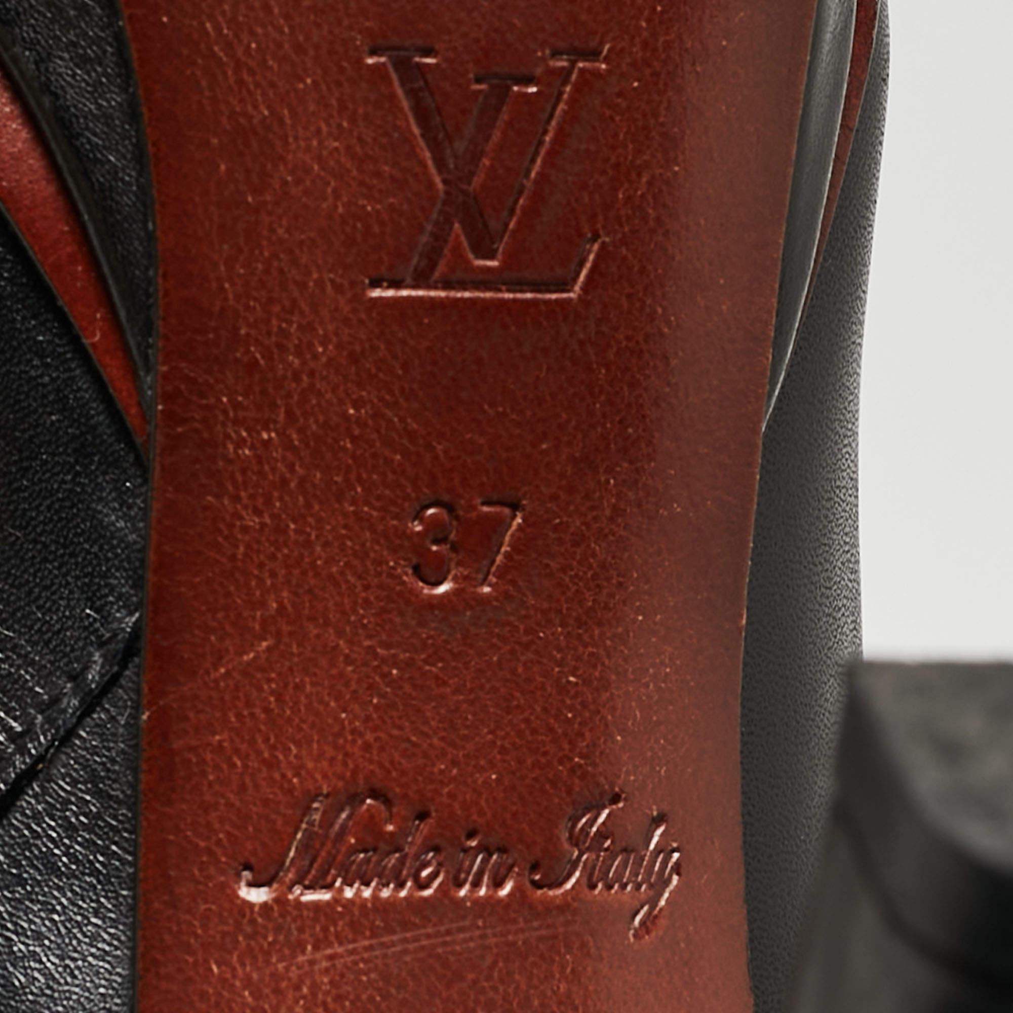 Louis Vuitton Black Leather Platform Ankle Booties Size 37 3
